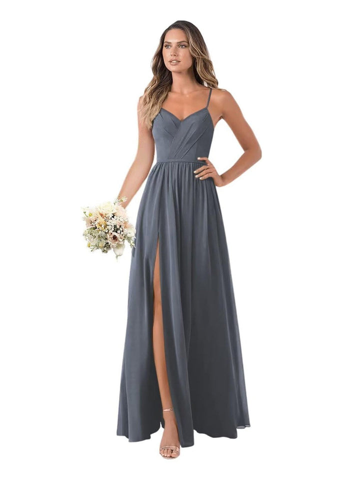 A Line/Princess Chiffon Sleeveless Floor-Length Bridesmaid Dresses