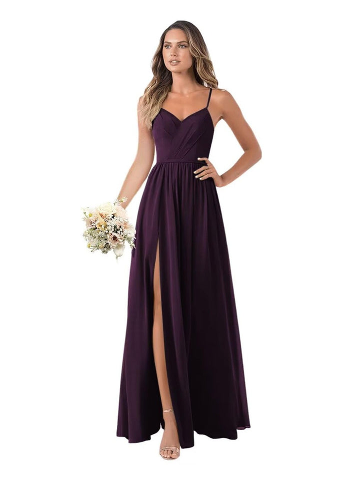 A Line/Princess Chiffon Sleeveless Floor-Length Bridesmaid Dresses