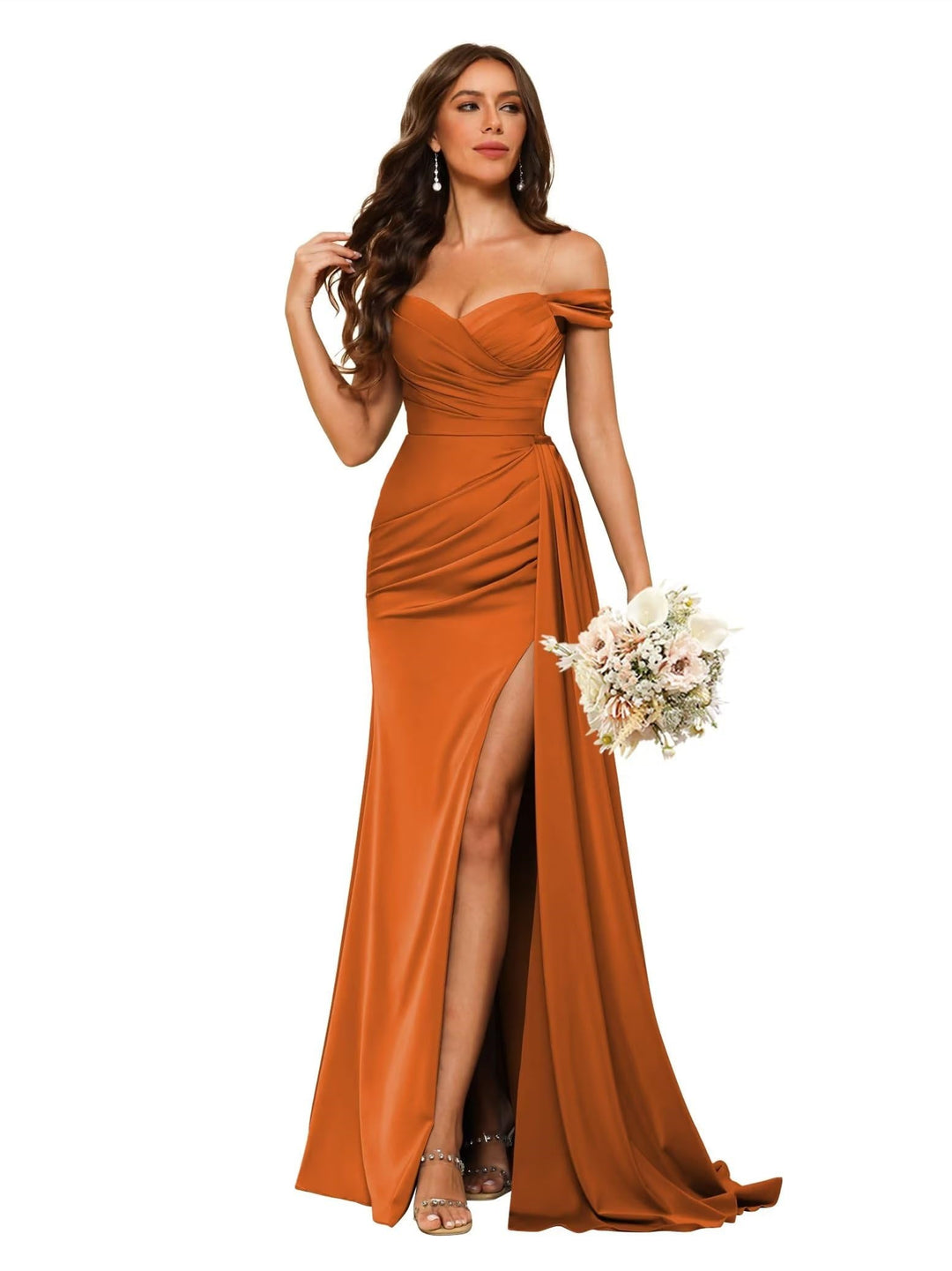 Mermaid/Trumpet Chiffon Satin Sweetheart Neck Sweetheart Floor-Length Bridesmaid Dresses