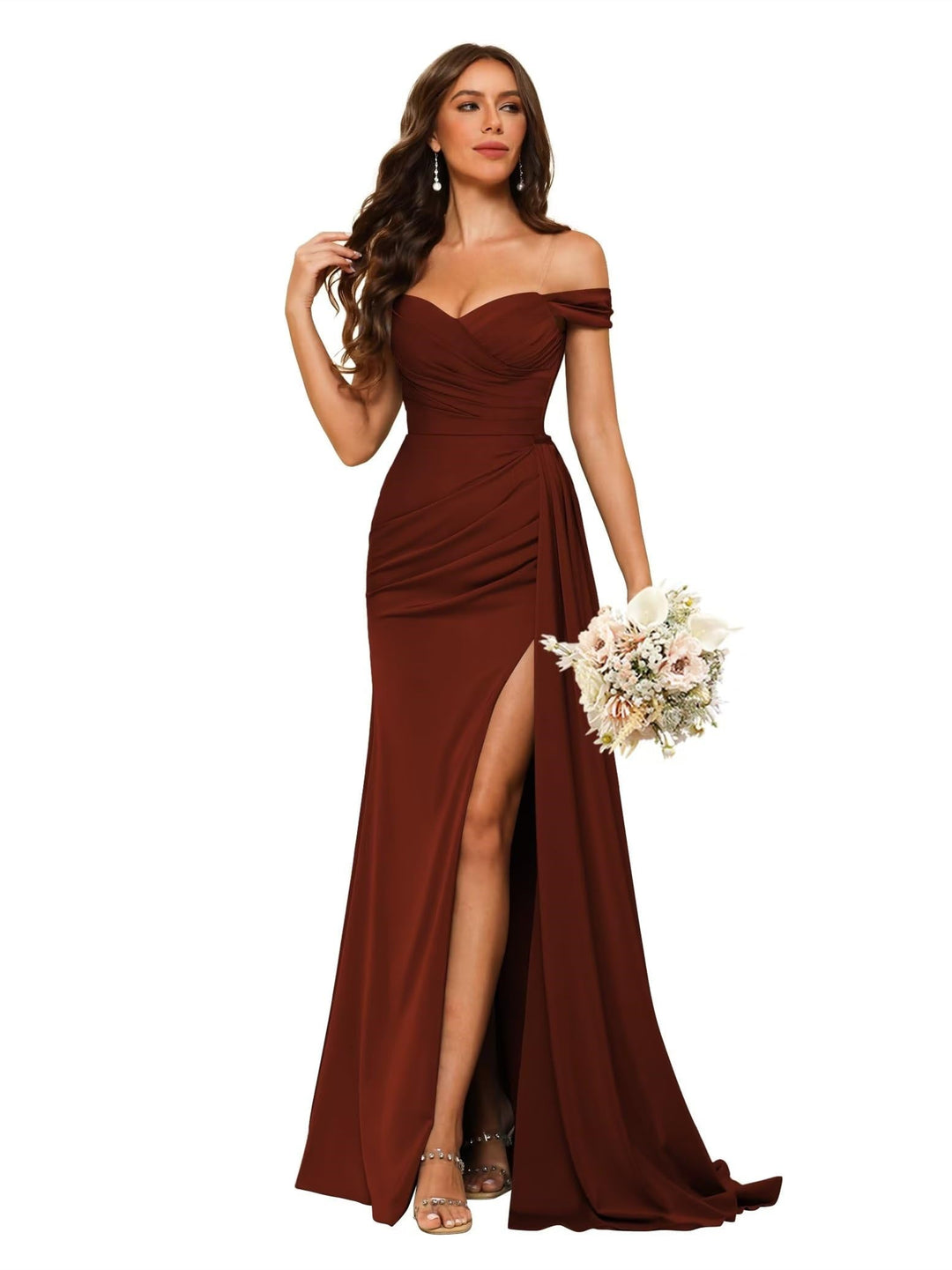 Mermaid/Trumpet Chiffon Satin Sweetheart Neck Sweetheart Floor-Length Bridesmaid Dresses