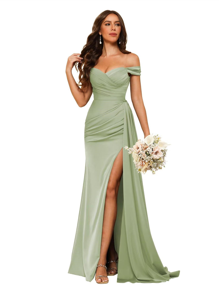 Mermaid/Trumpet Chiffon Satin Sweetheart Neck Sweetheart Floor-Length Bridesmaid Dresses