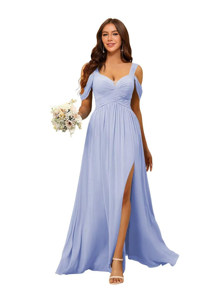 A Line/Princess Chiffon Sweetheart Sleeveless Floor-Length Bridesmaid Dresses