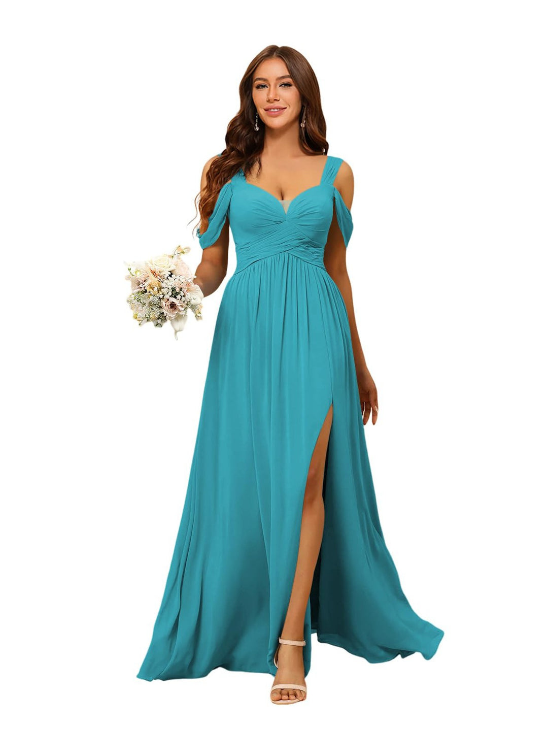 A Line/Princess Chiffon Sweetheart Sleeveless Floor-Length Bridesmaid Dresses