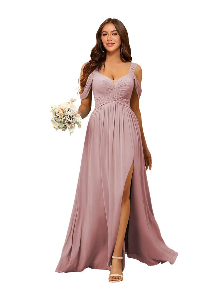 A Line/Princess Chiffon Sweetheart Sleeveless Floor-Length Bridesmaid Dresses