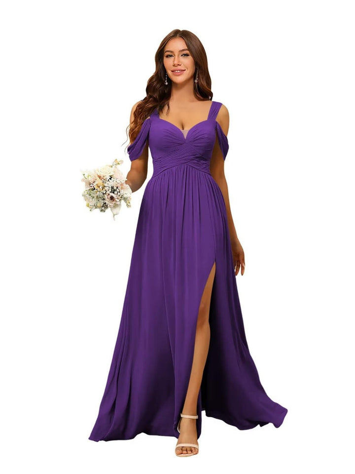 A Line/Princess Chiffon Sweetheart Sleeveless Floor-Length Bridesmaid Dresses