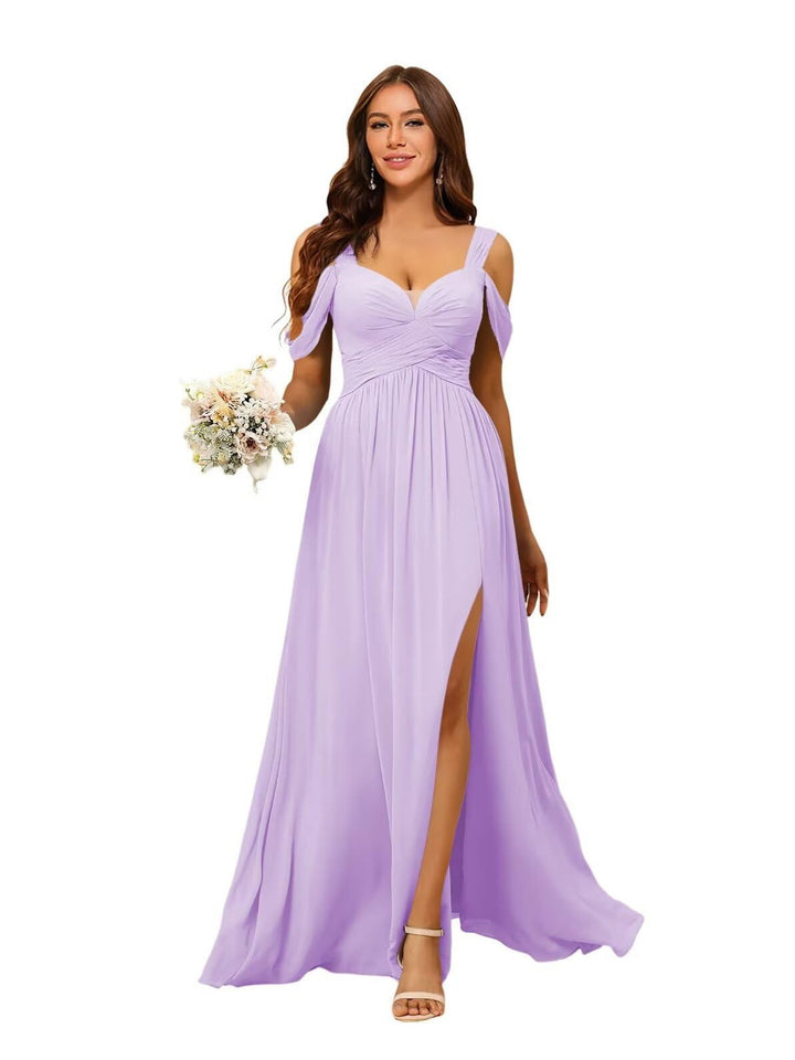 A Line/Princess Chiffon Sweetheart Sleeveless Floor-Length Bridesmaid Dresses