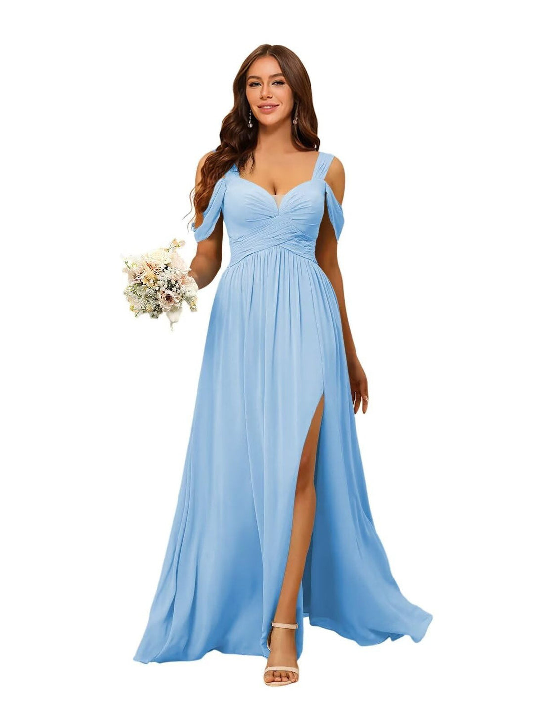 A Line/Princess Chiffon Sweetheart Sleeveless Floor-Length Bridesmaid Dresses