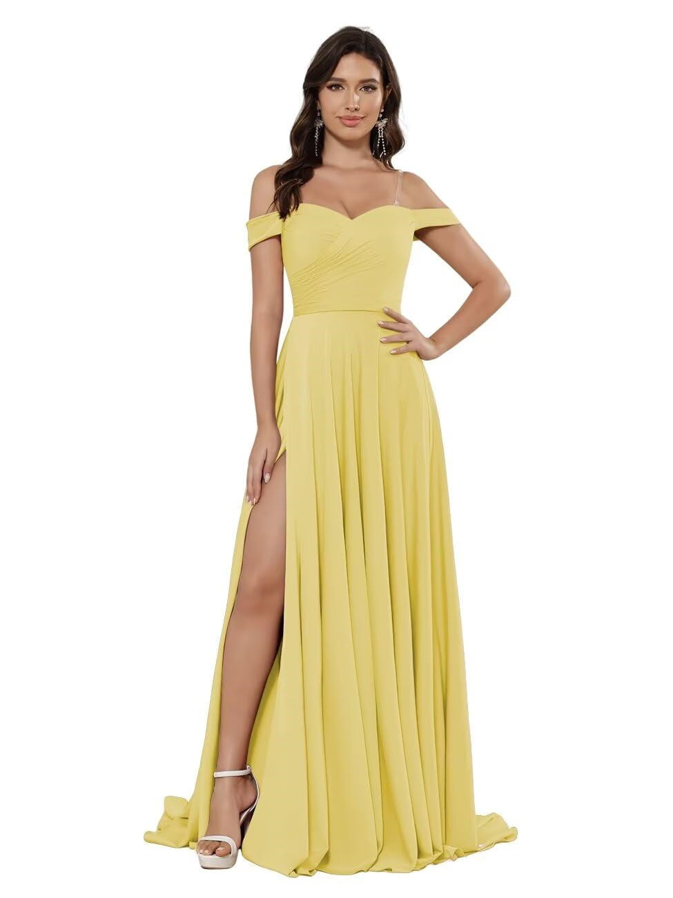 A Line/Princess Satin Off-the-shoulder Sleeveless Floor-Length Bridesmaid Dresses