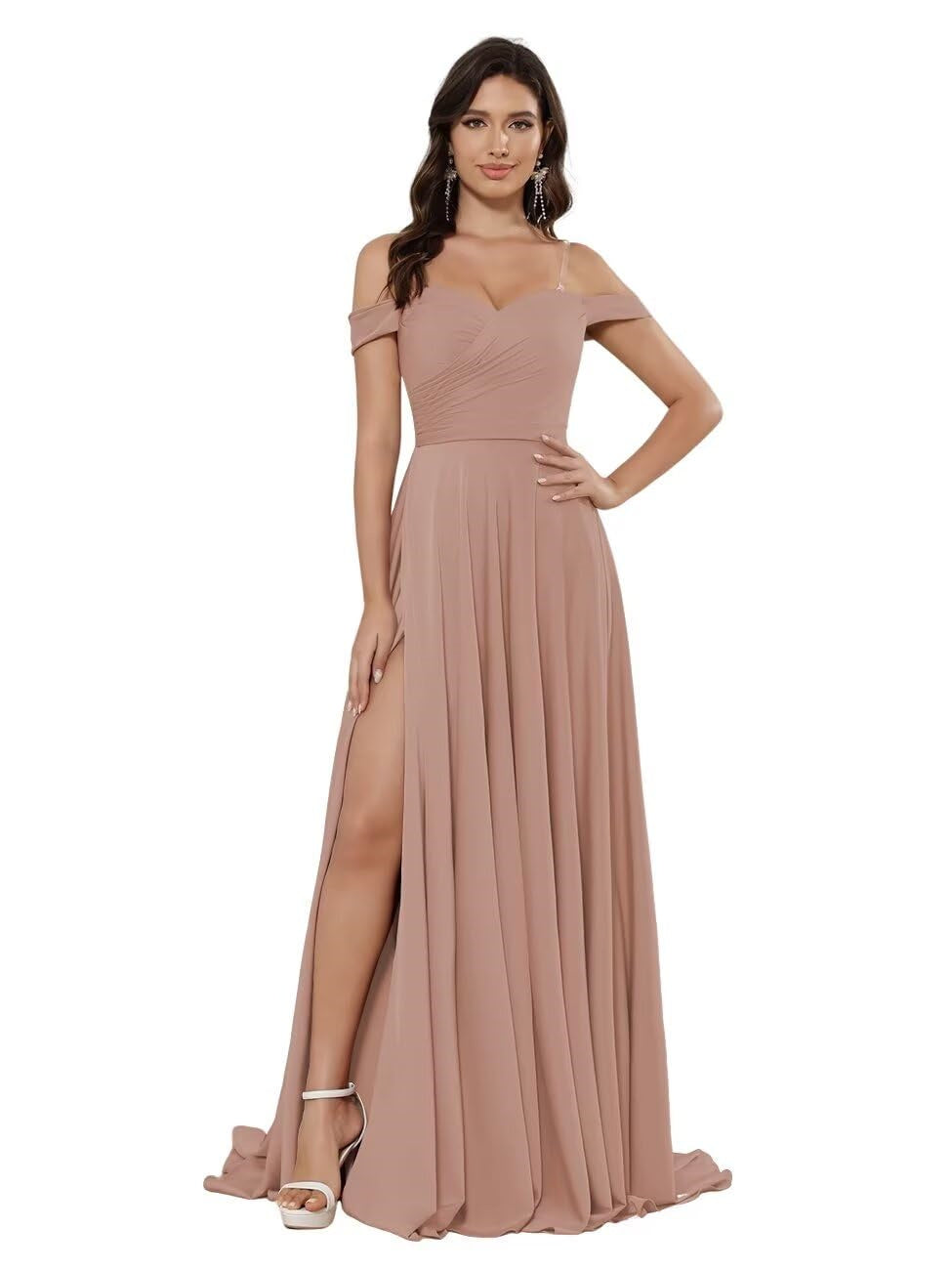 A Line/Princess Satin Off-the-shoulder Sleeveless Floor-Length Bridesmaid Dresses