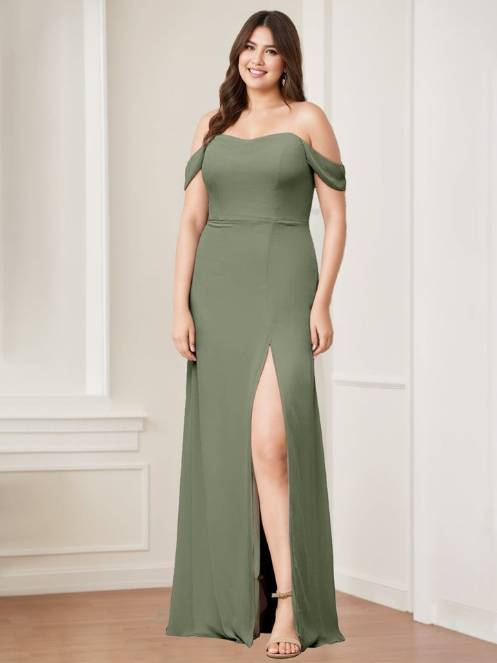 A Line/Princess Sweetheart Neck Sleeveless Floor-Length Long Bridesmaid Dresses with Split Side