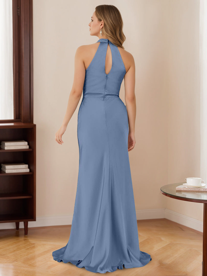 Mermaid/Trumpet Halter Sleeveless Floor-Length Bridesmaid Dresses