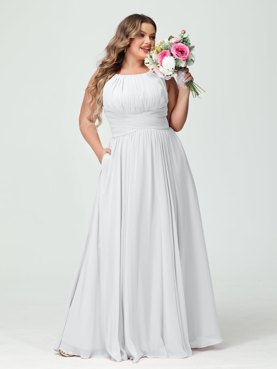 A-Line/Princess Spaghetti Straps Sleeveless Plus Size Bridesmaid Dresses with Pockets