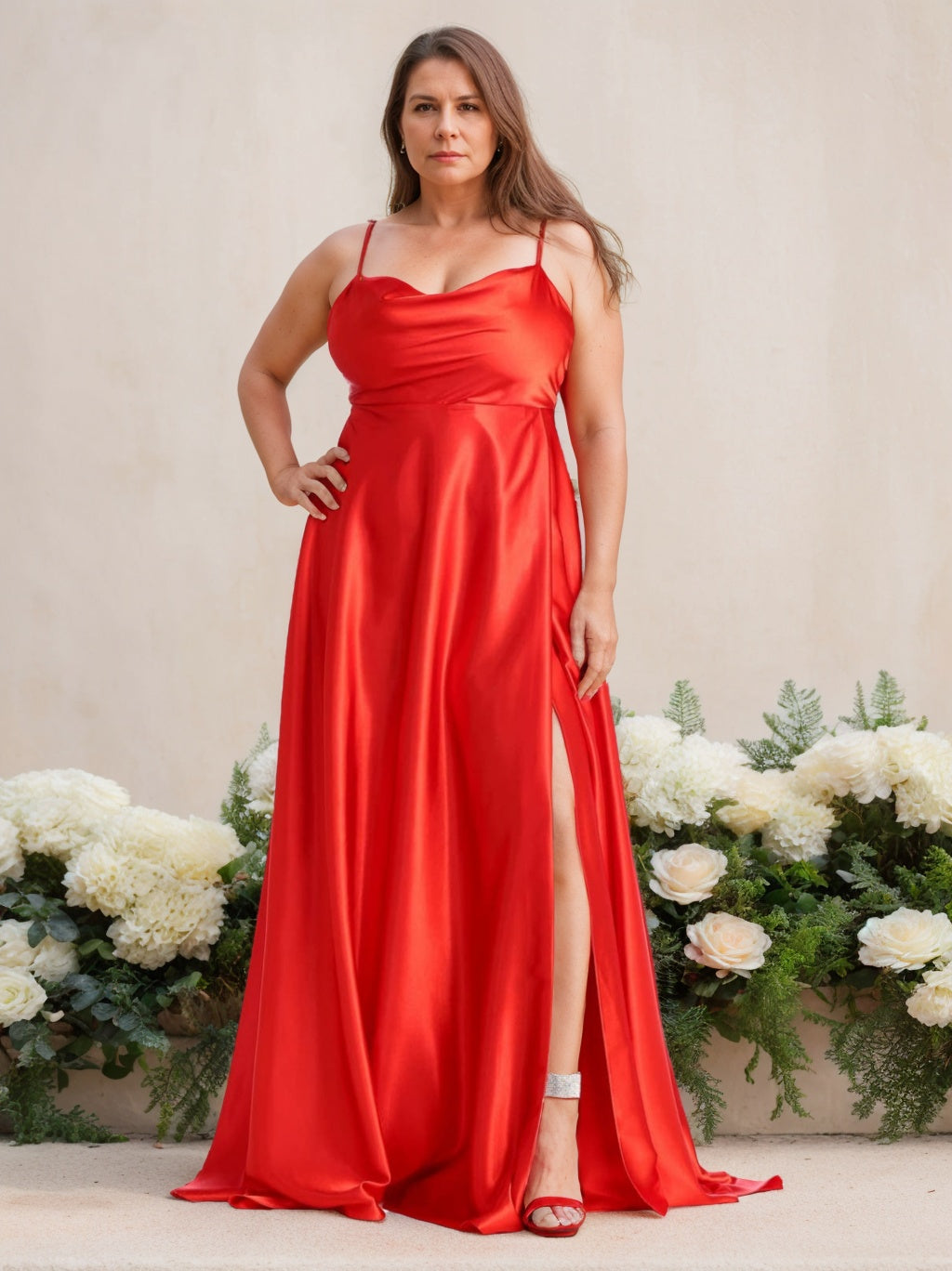 A-Line/Princess Spaghetti Straps Sleeveless Floor-Length Bridesmaid Dresses with Split Side