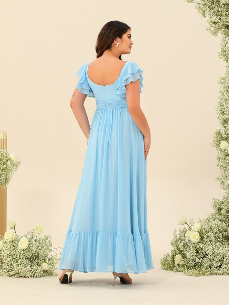 A-Line/Princess Ankle-Length Sleeveless Plus Size Bridesmaid Dresses With Ruffles