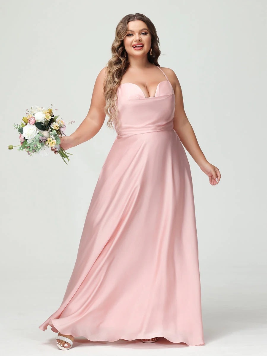 A-Line/Princess Spaghetti Straps Sleeveless Plus Size Bridesmaid Dresses