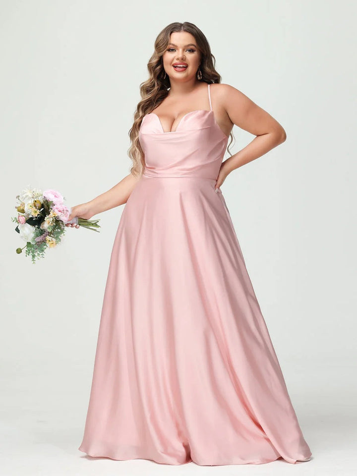 A-Line/Princess Spaghetti Straps Sleeveless Plus Size Bridesmaid Dresses