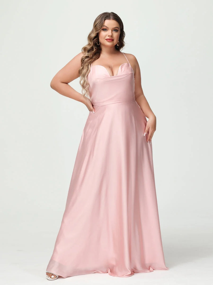 A-Line/Princess Spaghetti Straps Sleeveless Plus Size Bridesmaid Dresses