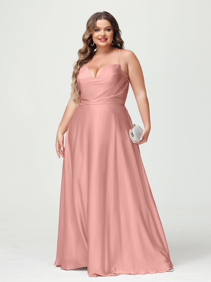 A-Line/Princess Spaghetti Straps Sleeveless Plus Size Bridesmaid Dresses