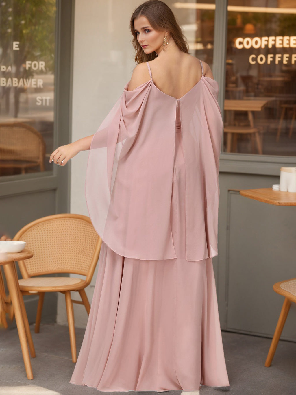 A Line/Princess Spaghetti Straps V-Neck Floor-Length Plus Size Bridesmaid Dresses