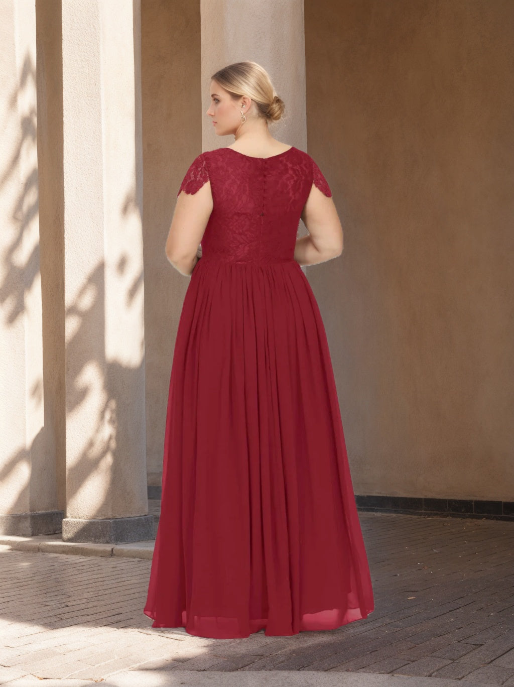 A-Line/Princess Scoop Neck Short Sleeves Floor-Length Plus Size Bridesmaid Dress With Embroidery