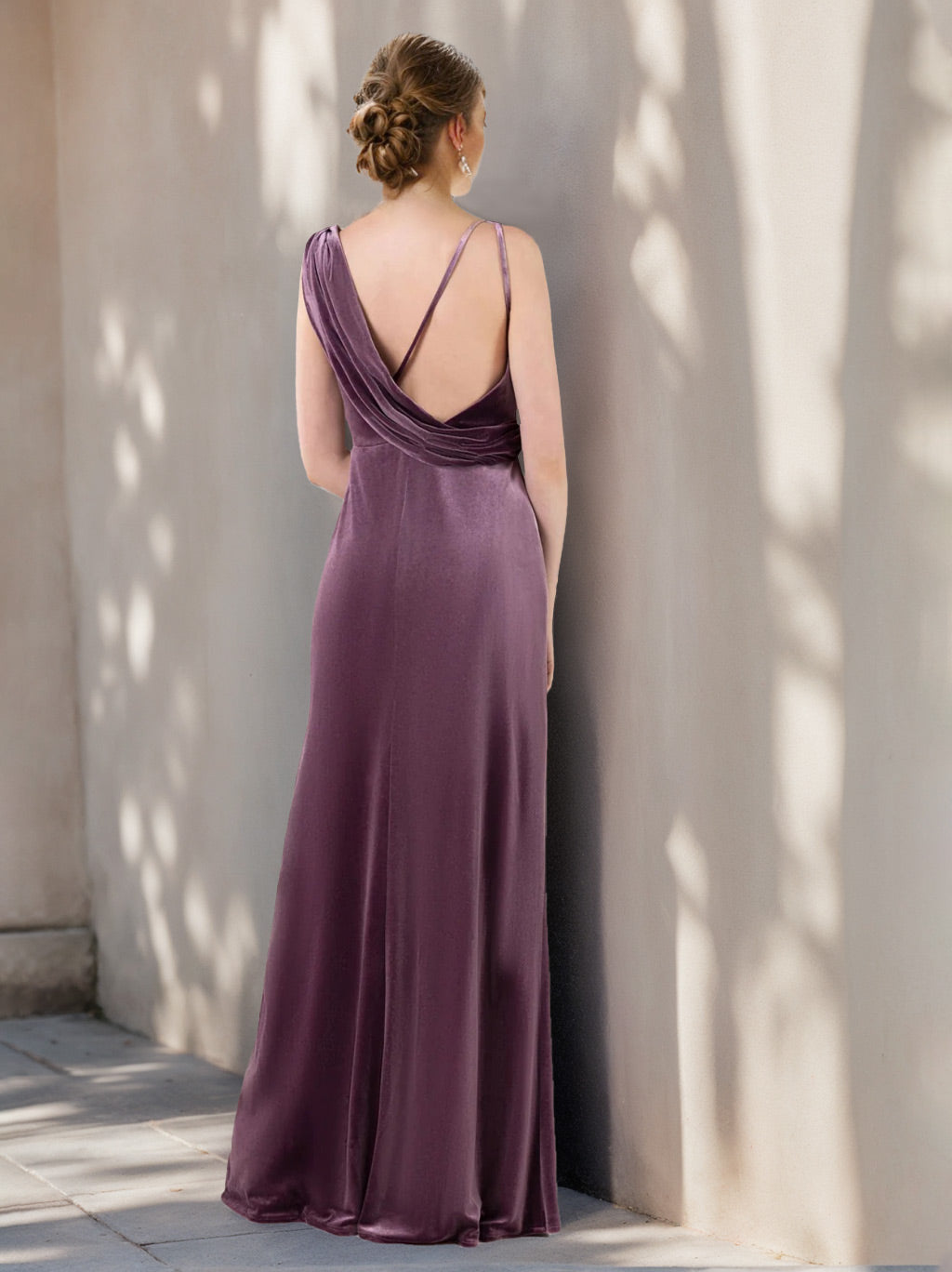 A Line/Princess V-Neck Sleeveless Floor-Length Unique Bridesmaid Dresses with Ruffles