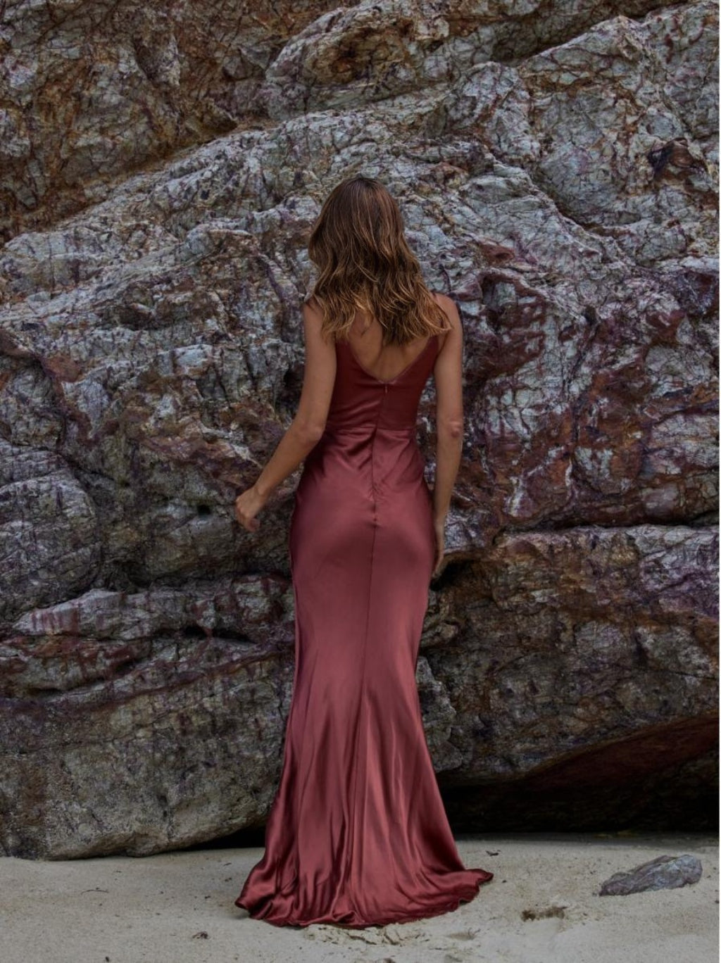 Sheath/Column Cowl Neck Spaghetti Straps Sleeveless Floor-Length Silk Satin Bridesmaid Dresses