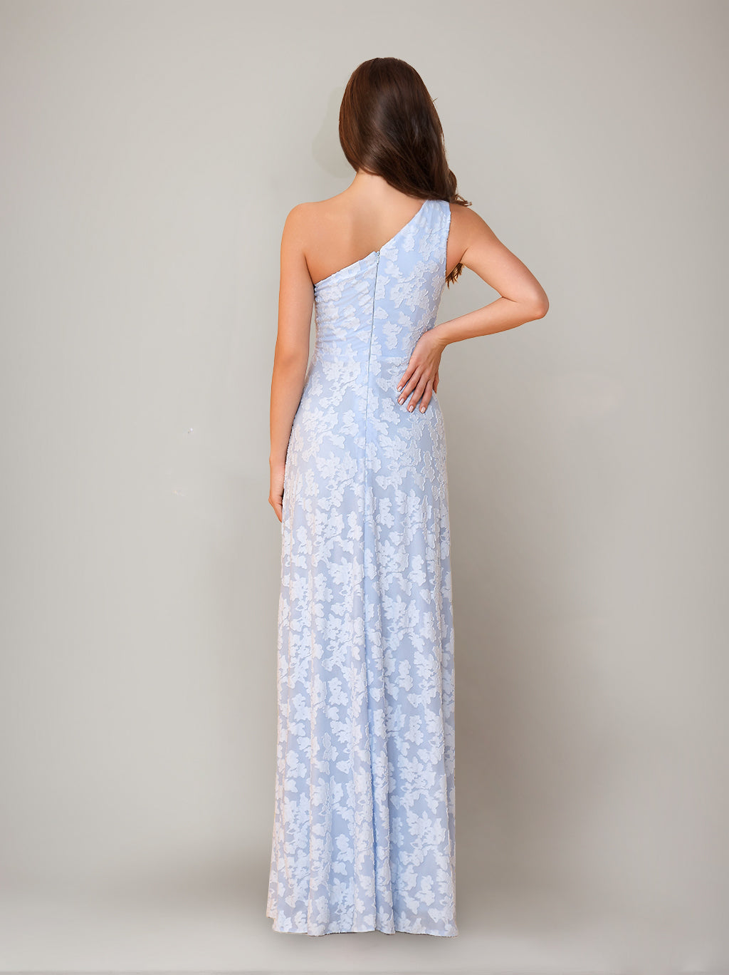 Sheath/Column One-Shoulder Sleeveless Floor-Length Bridesmaid Dresses with Split Side & Sash