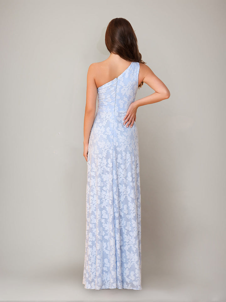 Sheath/Column One-Shoulder Sleeveless Floor-Length Bridesmaid Dresses with Split Side & Sash