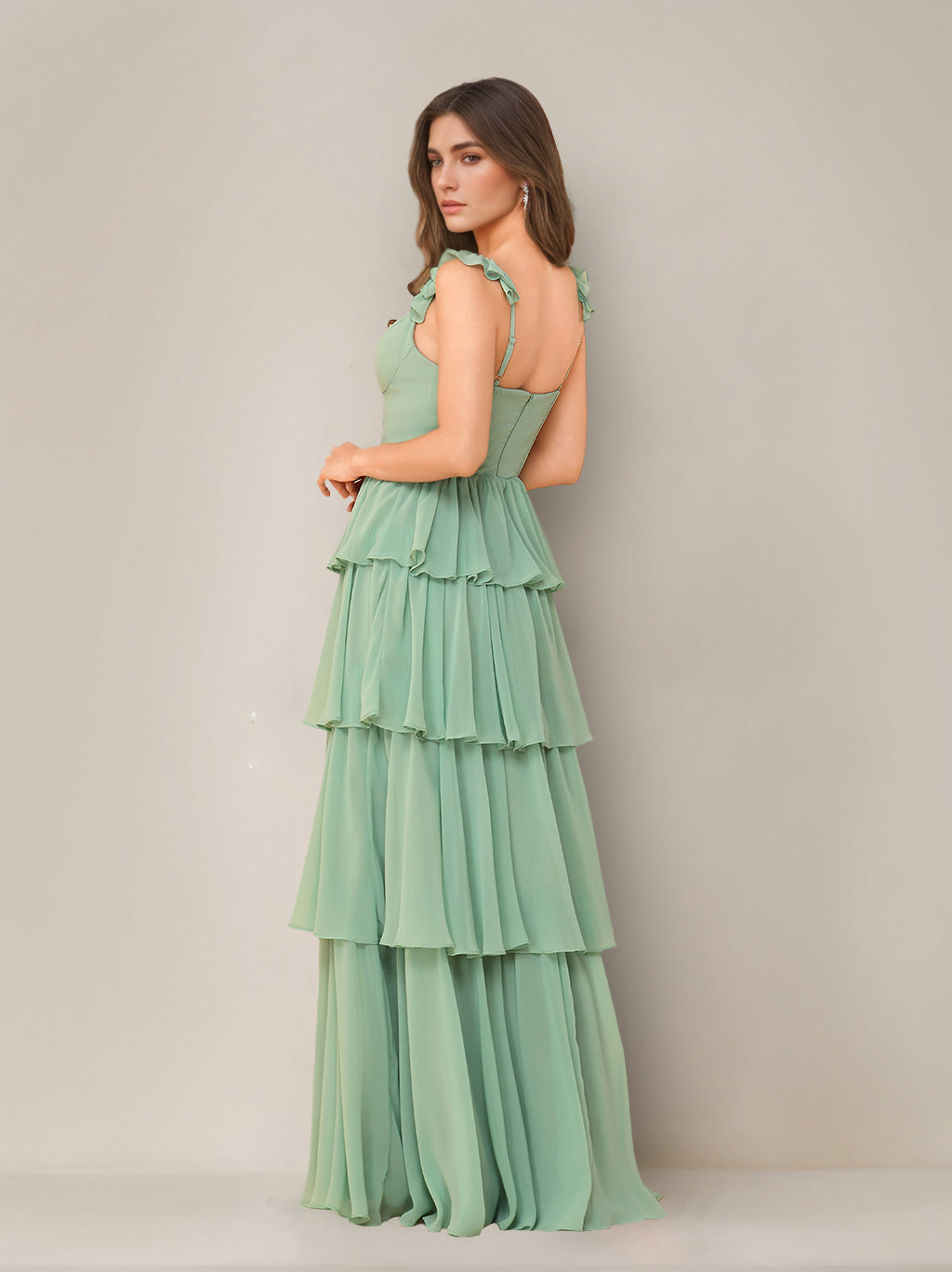 A-Line/Princess Scoop Neck Sleeveless Floor-Length Plus Size Bridesmaid Dress with Ruffles & Split Side