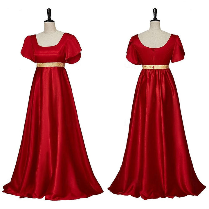 Retro 19 Century Ball Gown Square Neck Short Sleeves Floor-Length Halloween Performance Costumes Dress