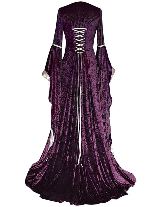 Retro Ball Gown Square Neck Long Sleeves Floor-Length Halloween Performance Costumes Dress