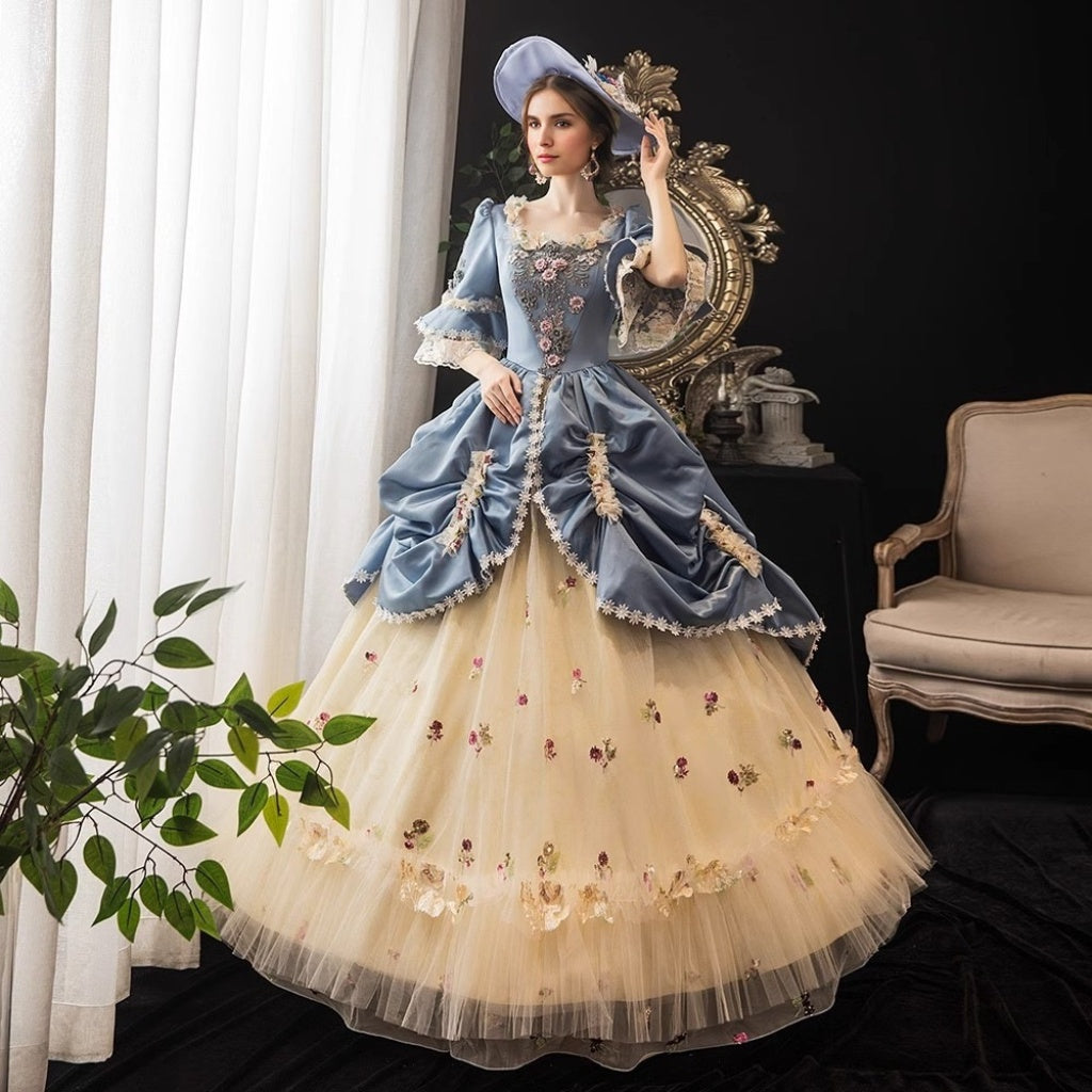 Ball Gown Square Neck Half Sleeves Floor-Length Rococo Victorian Dress Party Costume Prom Dress