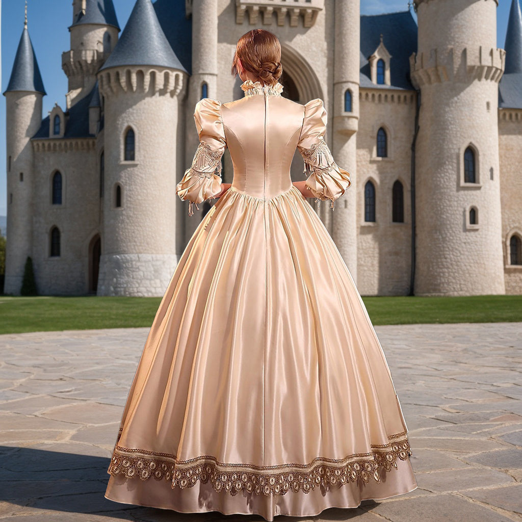 Ball Gown Jewel Neck 3/4 Length Sleeves Floor Length Royal Victorian Party Costume Cosplay Masquerade Rococo Prom Dress