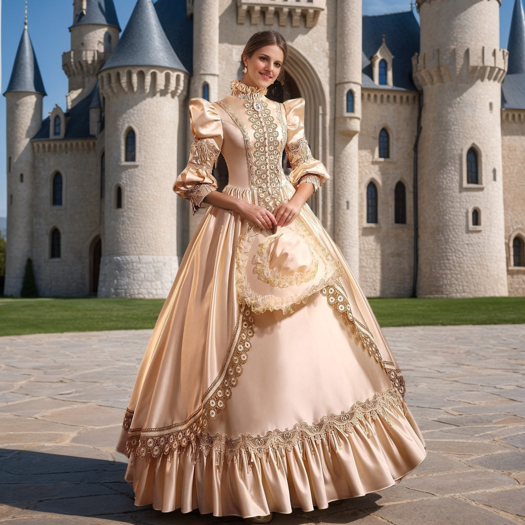Ball Gown Jewel Neck 3/4 Length Sleeves Floor Length Royal Victorian Party Costume Cosplay Masquerade Rococo Prom Dress