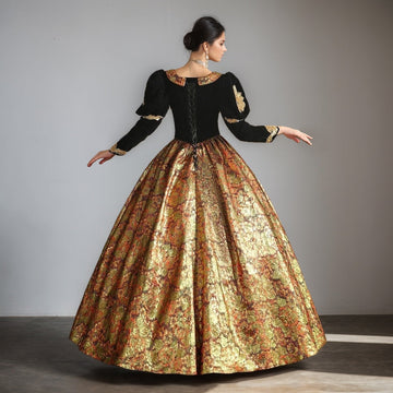 Ball Gown Round Neck 3/4 Length Sleeves Floor-Length Rococo Victorian Party Costume Masquerade Prom Quinceanera Dress main image 1