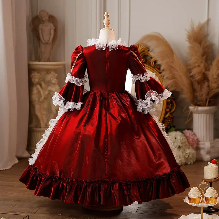 Girl's Ball Gown Round Neck 3/4 Length Sleeves Floor Length Lace Victorian Princess Costume Cosplay Masquerade Rococo Party Dress