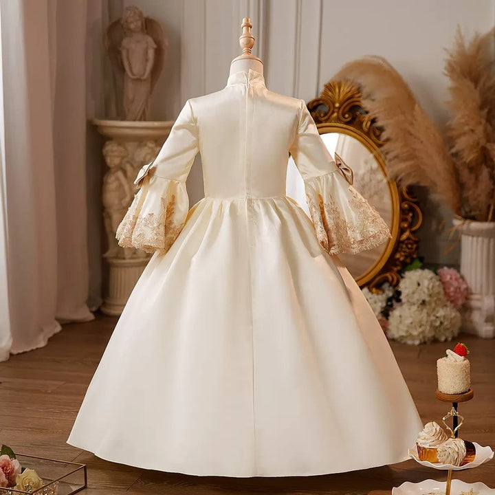 Girl's Ball Gown Jewel Neck 3/4 Length Sleeves Floor Length Lace Victorian Princess Costume Cosplay Masquerade Rococo Party Dress with Bowknot