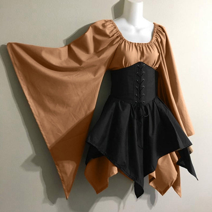 Women's Medieval Vintage Short / Mini Ren Faire Princess Viking Ranger Archery Celtic Pirate Fantasy Party / Cocktail Dress