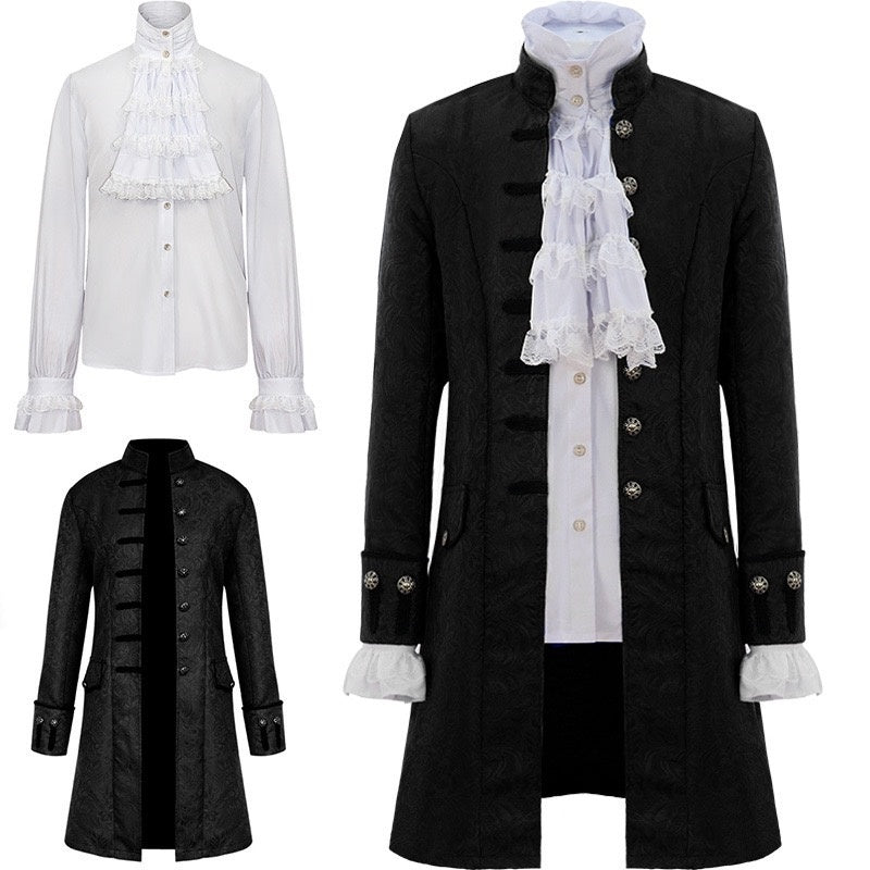 Men's Retro Vintage Medieval Victorian 2 PCS  Vampire Cosplay Halloween Party Outfits