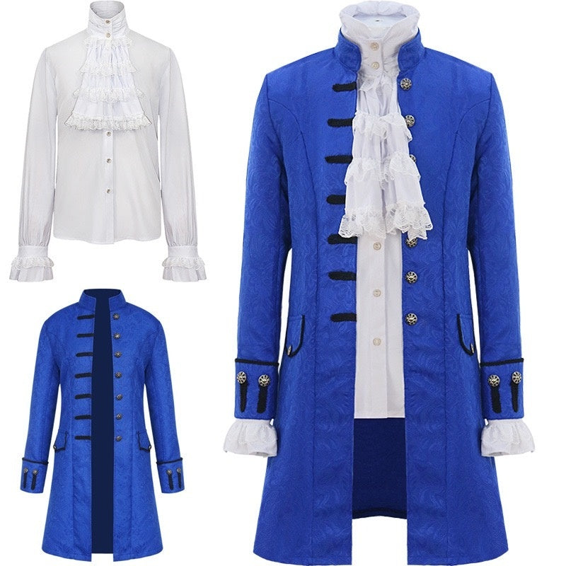 Men's Retro Vintage Medieval Victorian 2 PCS  Vampire Cosplay Halloween Party Outfits