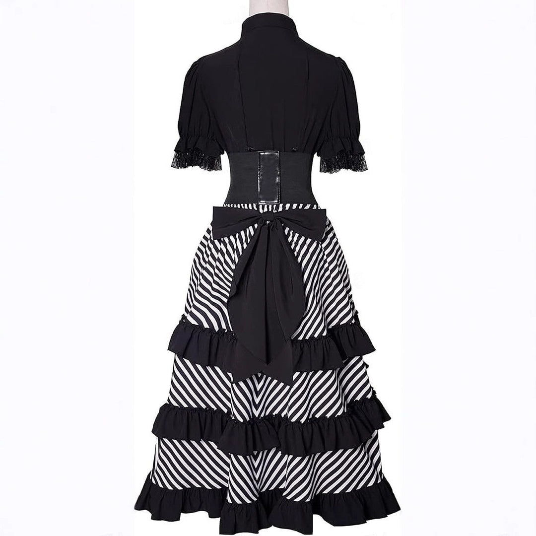A-Line/Princess V-Neck Short Sleeves Asymmetrical Retro Vintage Steampunk Pirate Royal Halloween Carnival Party Dress