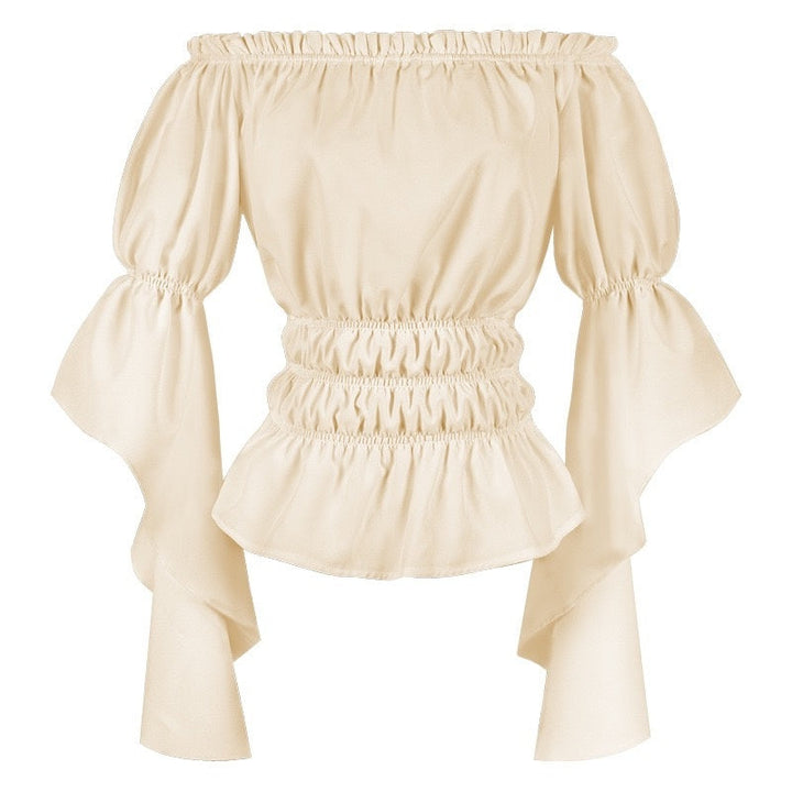 Women's Retro Vintage Medieval  Off-The-Shoulder Pirate Ruffle Halloween Blouse / Shirt