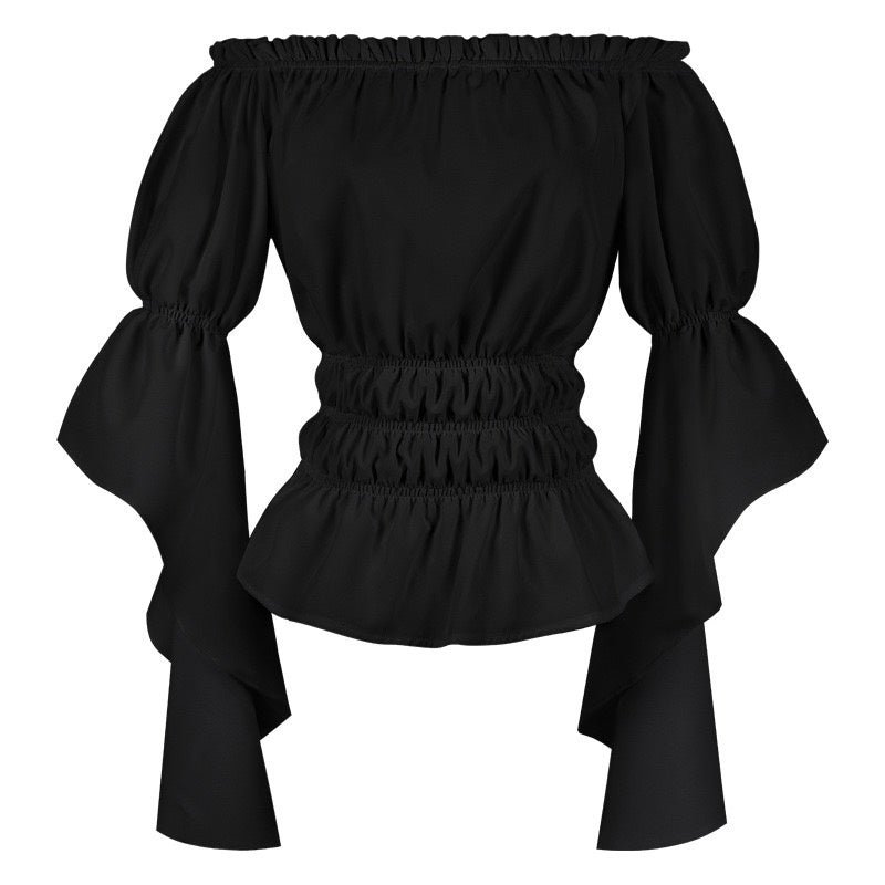Women's Retro Vintage Medieval  Off-The-Shoulder Pirate Ruffle Halloween Blouse / Shirt