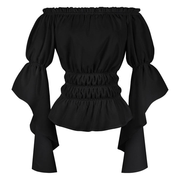 Women's Retro Vintage Medieval  Off-The-Shoulder Pirate Ruffle Halloween Blouse / Shirt