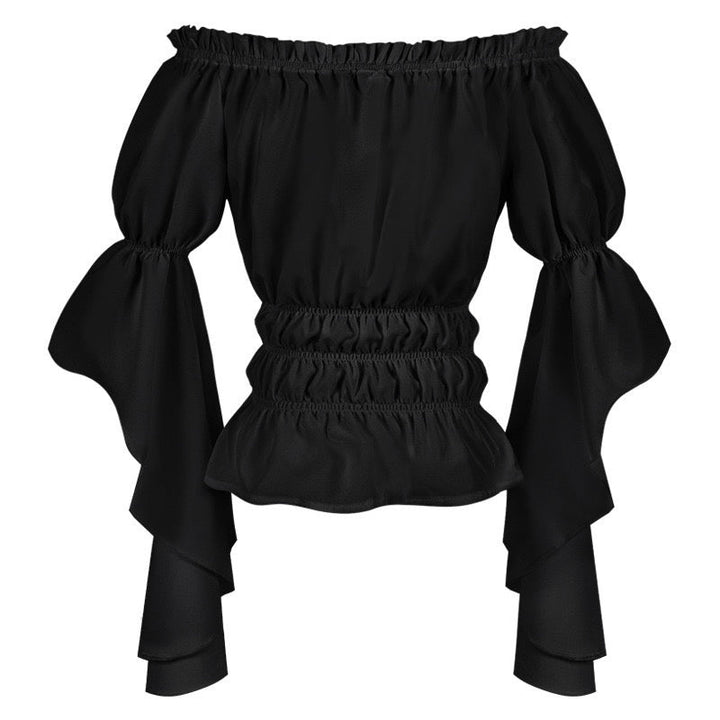 Women's Retro Vintage Medieval  Off-The-Shoulder Pirate Ruffle Halloween Blouse / Shirt