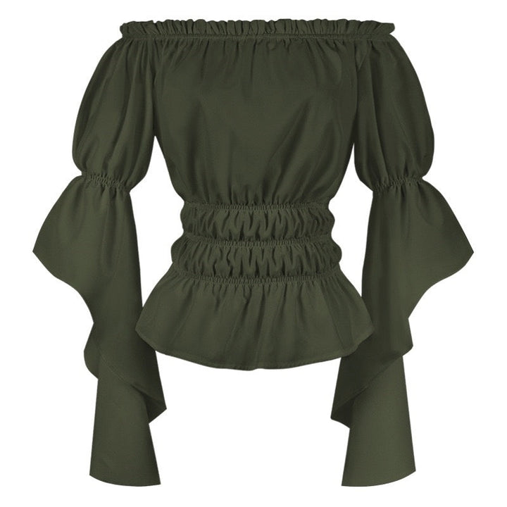 Women's Retro Vintage Medieval  Off-The-Shoulder Pirate Ruffle Halloween Blouse / Shirt