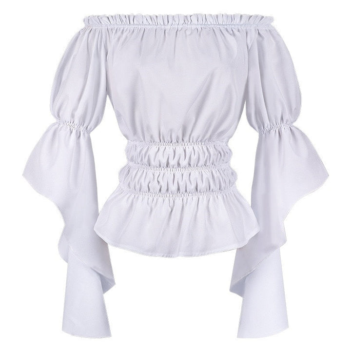 Women's Retro Vintage Medieval  Off-The-Shoulder Pirate Ruffle Halloween Blouse / Shirt