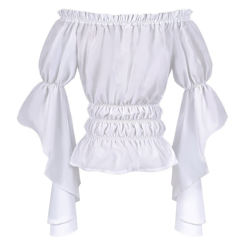 Women's Retro Vintage Medieval  Off-The-Shoulder Pirate Ruffle Halloween Blouse / Shirt