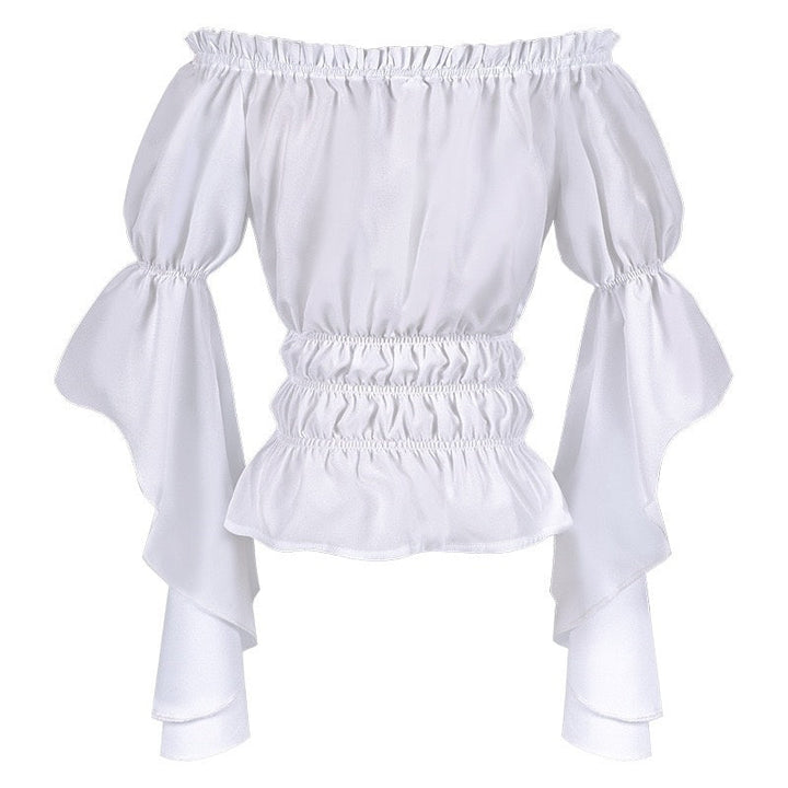 Women's Retro Vintage Medieval  Off-The-Shoulder Pirate Ruffle Halloween Blouse / Shirt