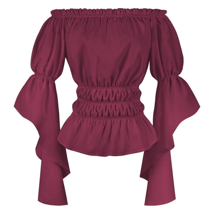 Women's Retro Vintage Medieval  Off-The-Shoulder Pirate Ruffle Halloween Blouse / Shirt